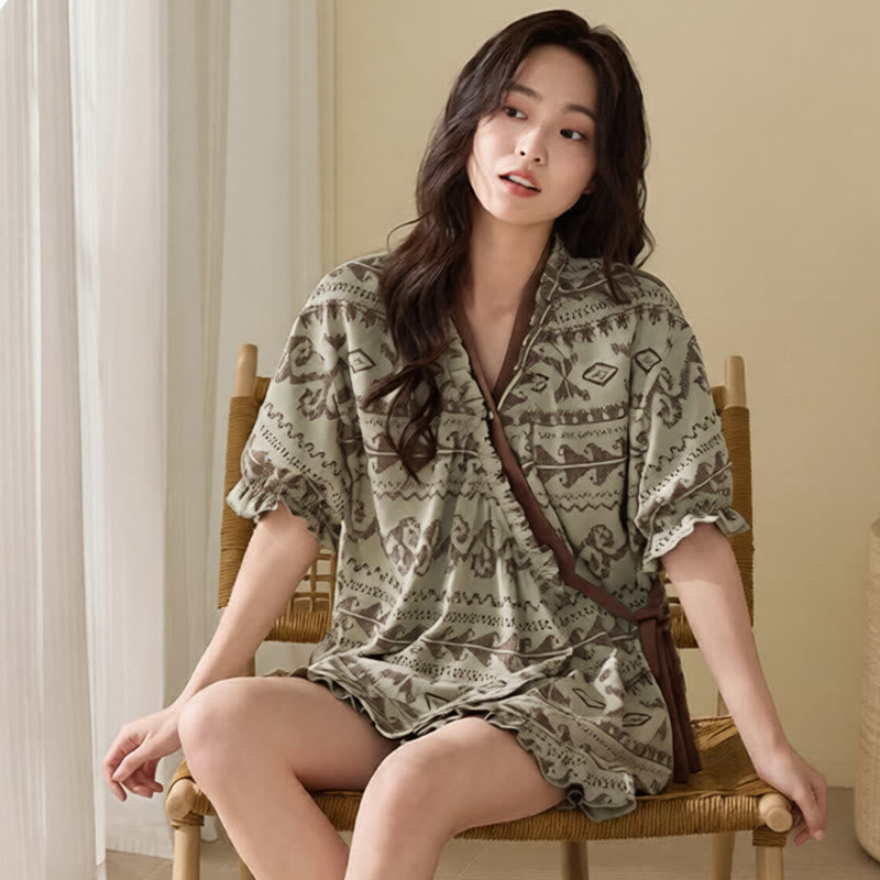 Pyjama-Set im Boho-Stil mit Rüschenärmeln - image 3