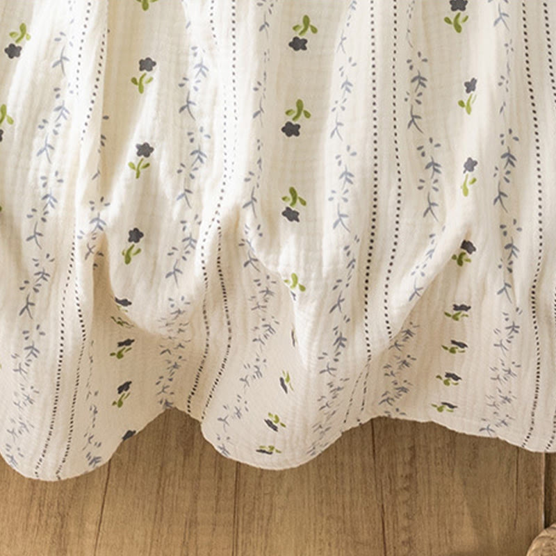 Gestreiftes, geblümtes Camisole-Nachthemd aus Baumwollgaze - image 8