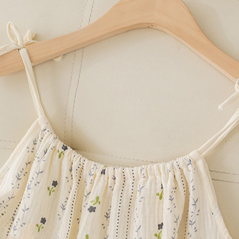 Gestreiftes, geblümtes Camisole-Nachthemd aus Baumwollgaze - image 7