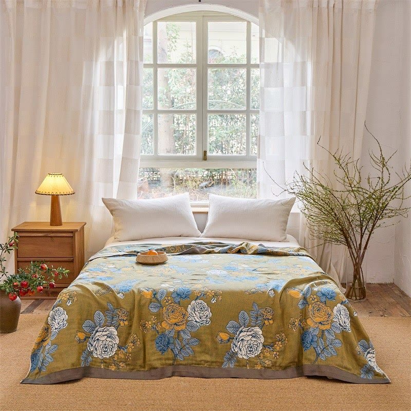 Rosen-Jacquard-Steppdecke aus reiner Baumwolle - image 1