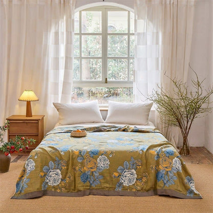 Rosen-Jacquard-Steppdecke aus reiner Baumwolle - image 1