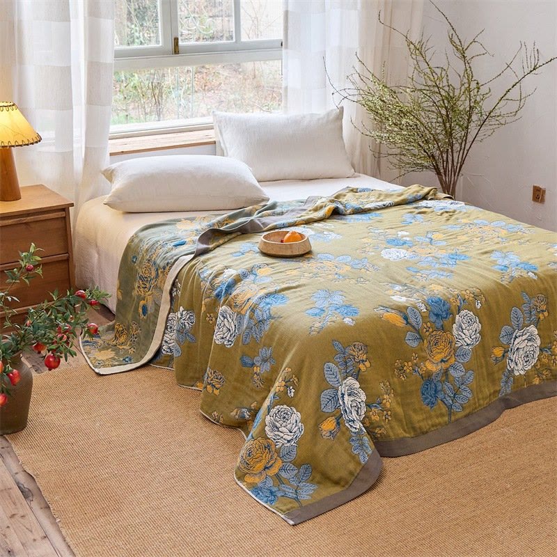 Rosen-Jacquard-Steppdecke aus reiner Baumwolle - image 2