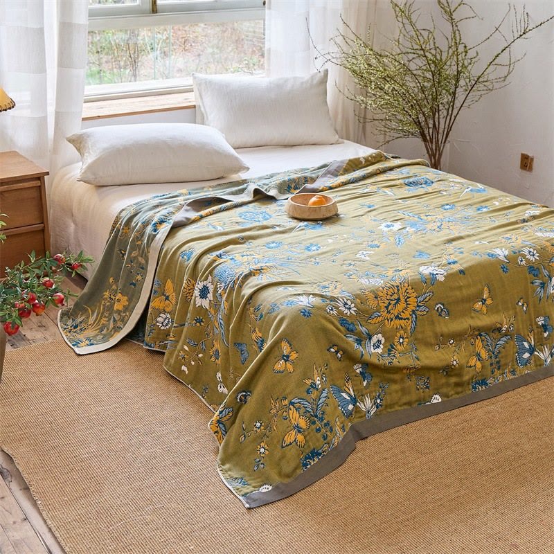 Steppdecke aus reiner Baumwolle mit Schmetterlings- und Blumenmuster - image 2