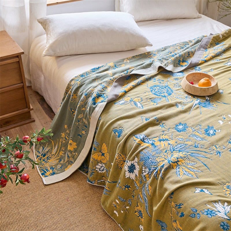Steppdecke aus reiner Baumwolle mit Schmetterlings- und Blumenmuster - image 3