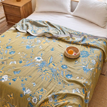 Steppdecke aus reiner Baumwolle mit Schmetterlings- und Blumenmuster - 200cm x 230cm - image 0