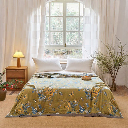 Steppdecke aus reiner Baumwolle mit Schmetterlings- und Blumenmuster - image 1