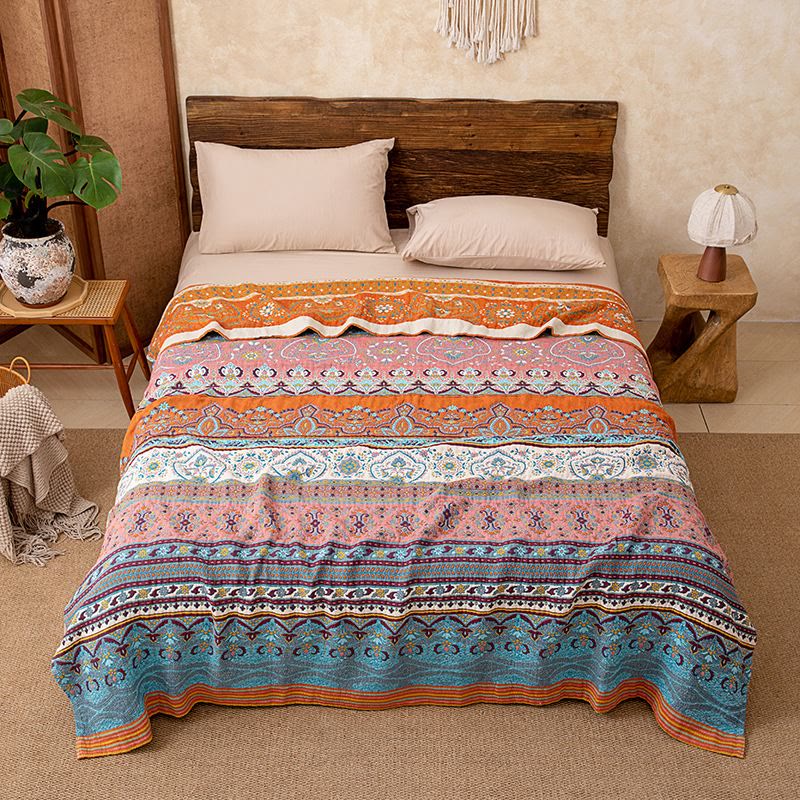 Baumwoll-Steppdecke mit Retro-Streifenmuster - 220cm x 240cm - image 0
