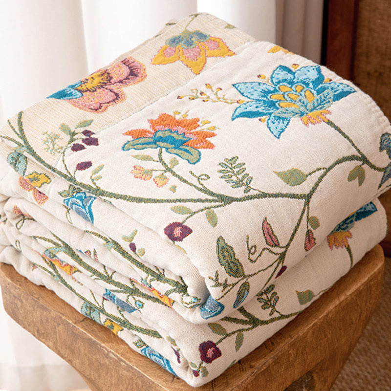 Quiltdecke aus Baumwollgaze mit Blumenmuster - image 3