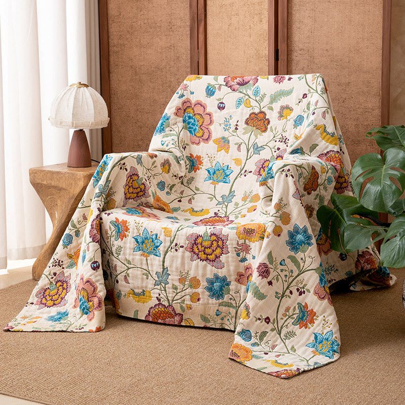 Quiltdecke aus Baumwollgaze mit Blumenmuster - image 2