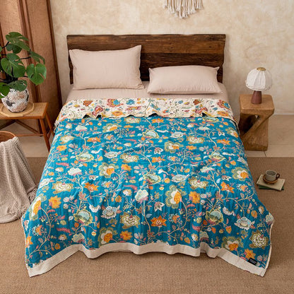 Quiltdecke aus Baumwollgaze mit Blumenmuster - image 1