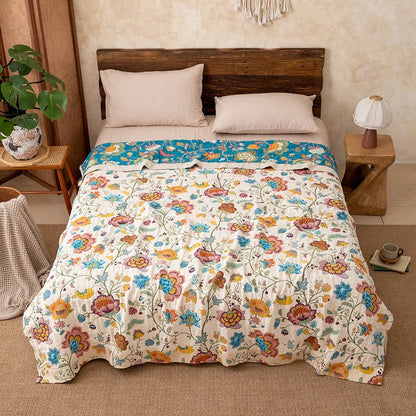 Quiltdecke aus Baumwollgaze mit Blumenmuster - 220cm x 240cm - image 0