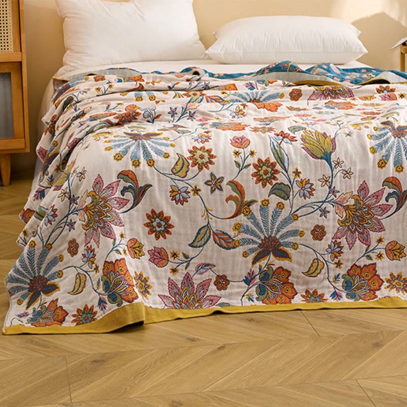 Wendbare Steppdecke aus Baumwollgaze mit Blumenmuster - image 3