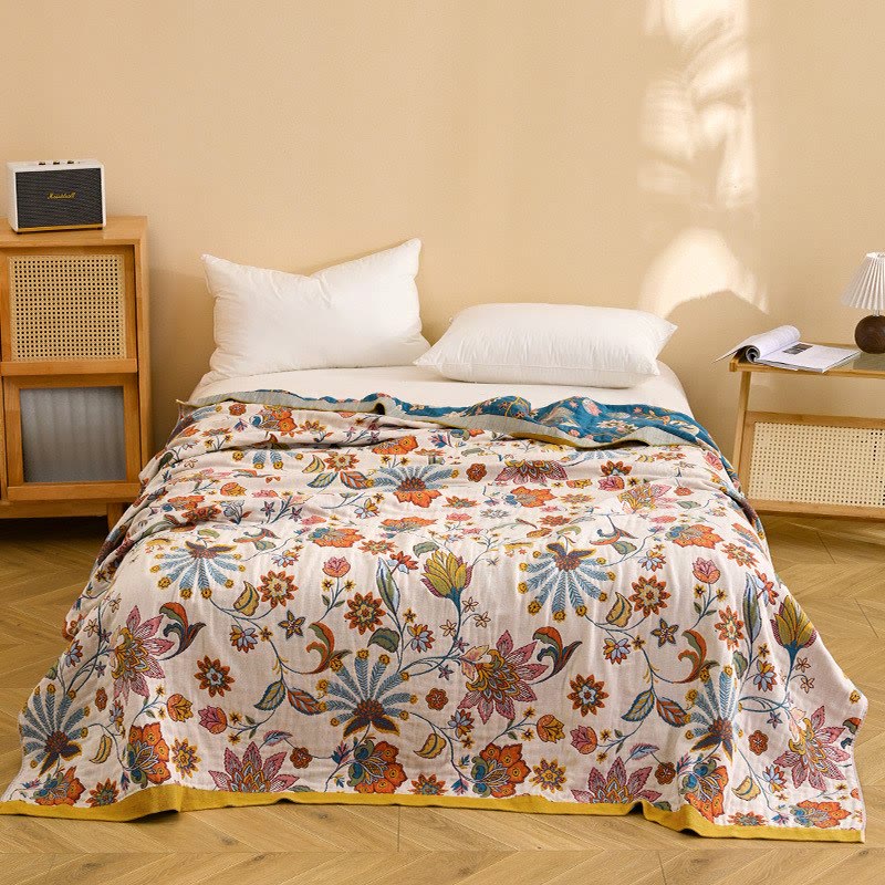 Wendbare Steppdecke aus Baumwollgaze mit Blumenmuster - 220cm x 240cm - image 0