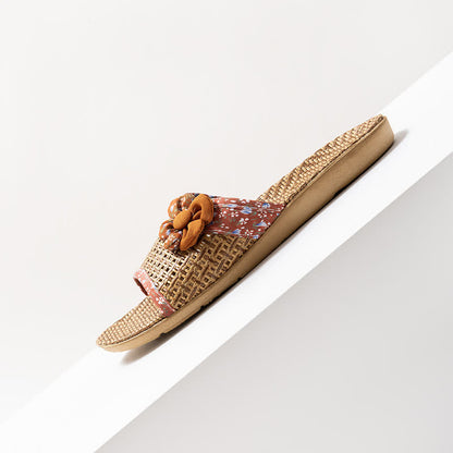 Hausschuhe aus Rattan und Stroh mit Blumenmuster - image 6
