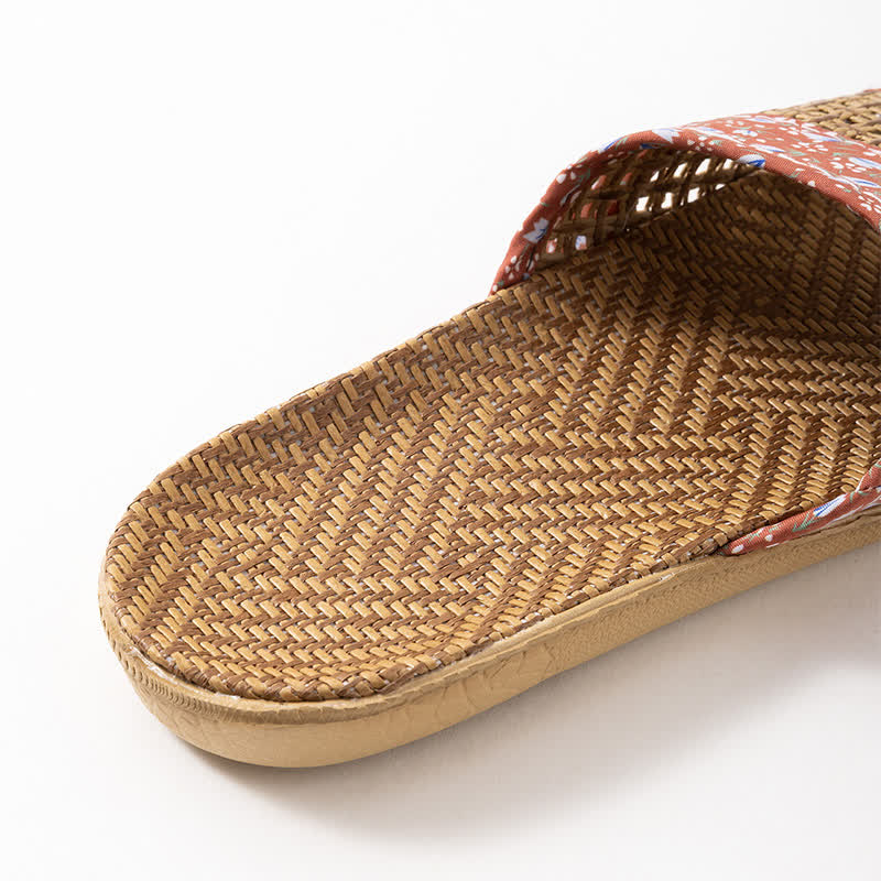 Hausschuhe aus Rattan und Stroh mit Blumenmuster - image 8
