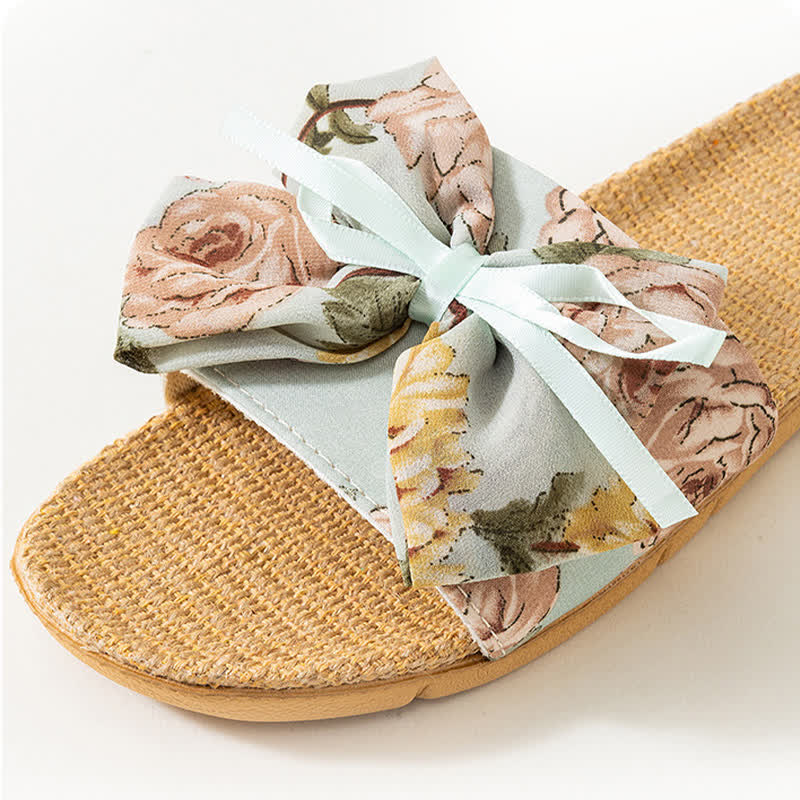 Französische romantische Leinenpantoffeln mit Blumenmuster - image 7