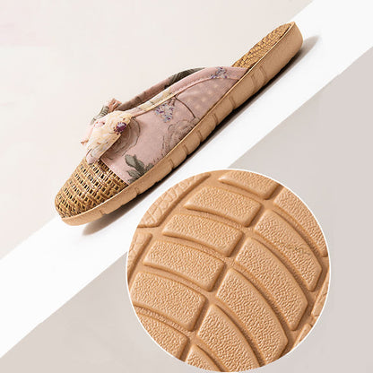 Vintage-Hausschuhe aus Rattan mit floralem Muster - image 6
