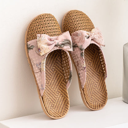 Vintage-Hausschuhe aus Rattan mit floralem Muster - Rosa - L - image 7