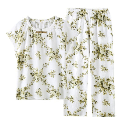 Vintage-Pyjama-Set aus Baumwollgaze mit Pfingstrosenmuster - image 8