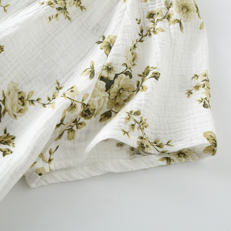 Vintage-Pyjama-Set aus Baumwollgaze mit Pfingstrosenmuster - image 4