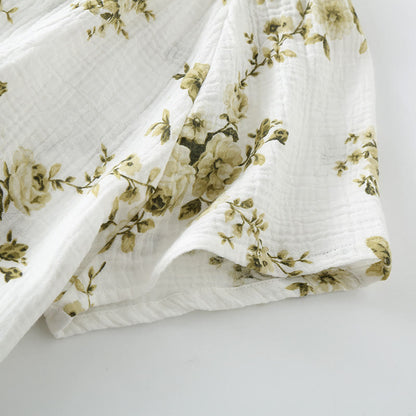 Vintage-Pyjama-Set aus Baumwollgaze mit Pfingstrosenmuster - image 4
