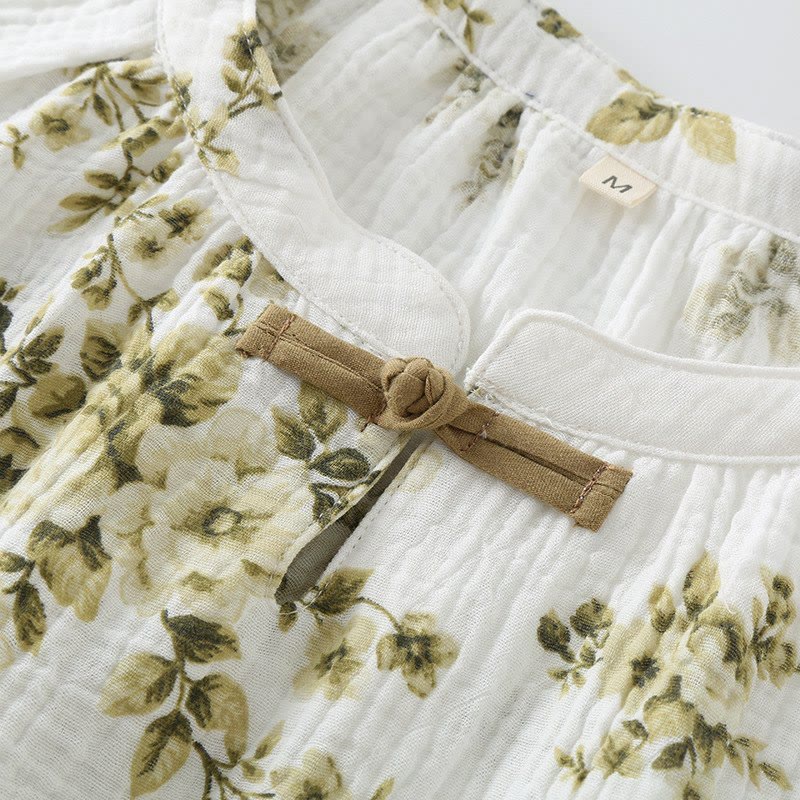 Vintage-Pyjama-Set aus Baumwollgaze mit Pfingstrosenmuster - image 2