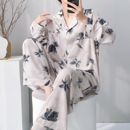 Pyjama-Set mit Blumenmuster und Schmetterlingen (Tinte Wash) - Beige - XXL - image 0