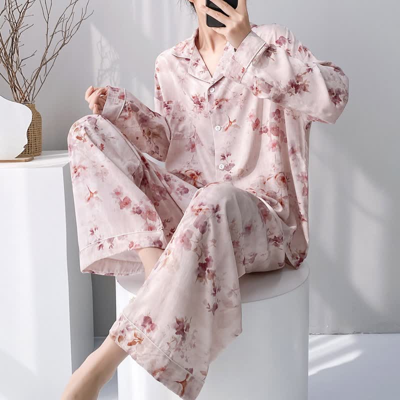 Rosa Pyjama-Set mit Blumenmuster - Rosa - XXL - image 0