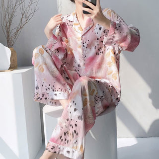 Pyjama-Set mit Blumen- und Leopardenmuster - Rosa - XXL - image 0