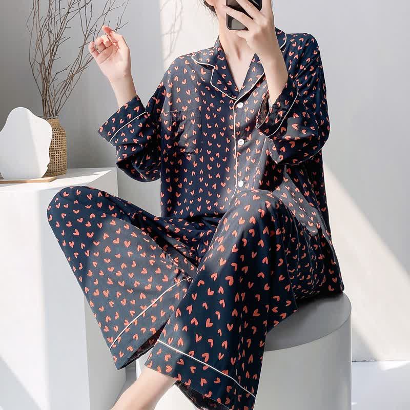 Pyjama-Set mit rotem Herzmuster - Schwarz - XXL - image 3