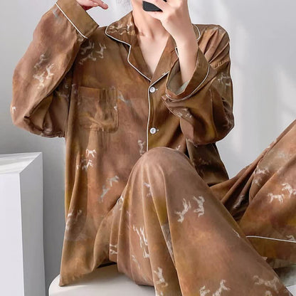 Vintage-Pyjama-Set mit Pferdemuster - image 3