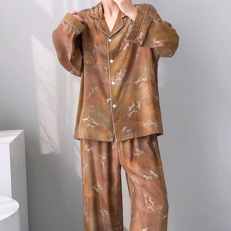 Vintage-Pyjama-Set mit Pferdemuster - image 1