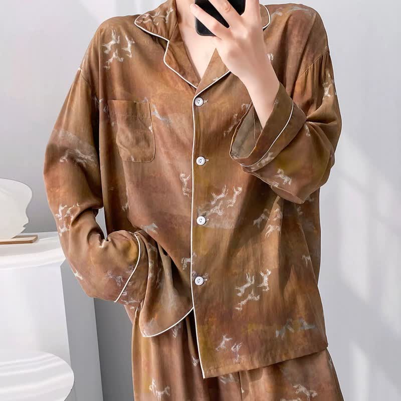Vintage-Pyjama-Set mit Pferdemuster - image 2