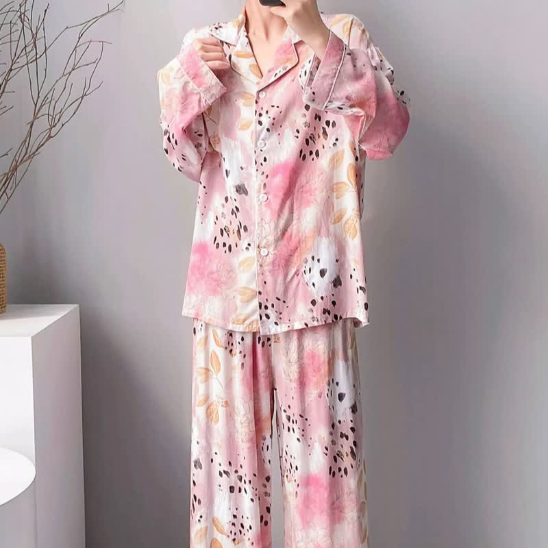 Pyjama-Set mit Blumen- und Leopardenmuster - image 1
