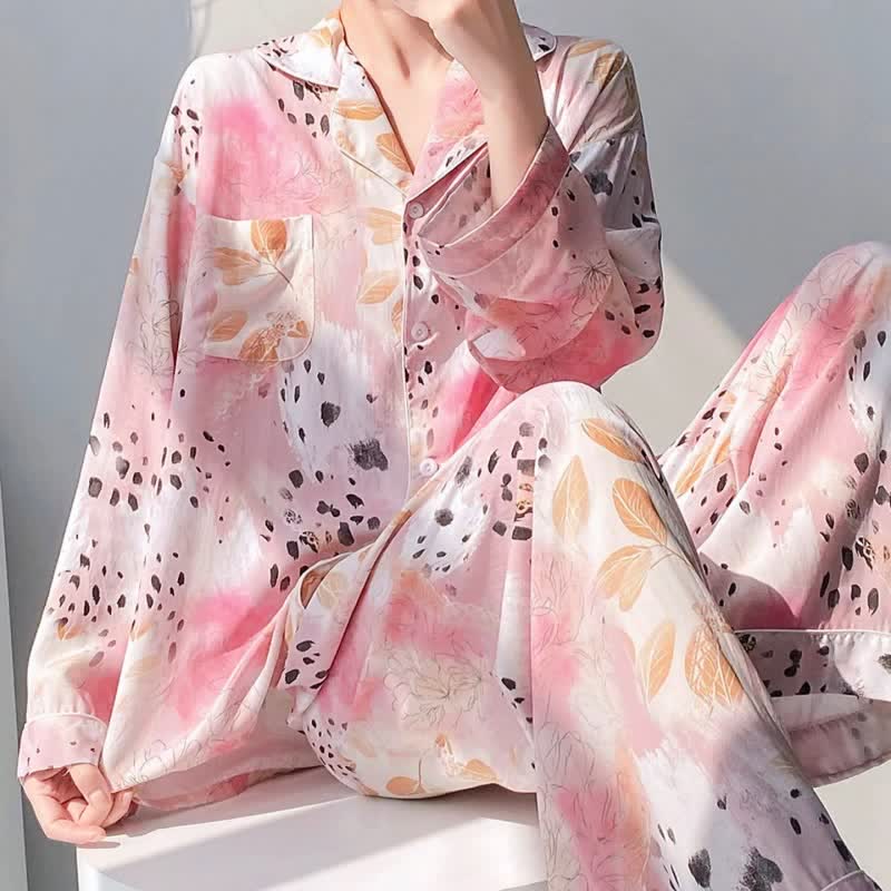Pyjama-Set mit Blumen- und Leopardenmuster - image 2