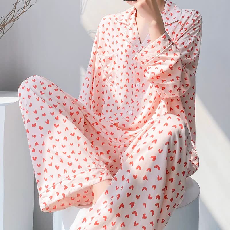 Pyjama-Set mit rotem Herzmuster - image 2