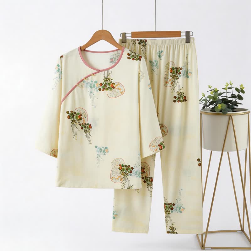 Pyjama-Set mit frischem orientalischem Muster - Grün - 4XL - image 0