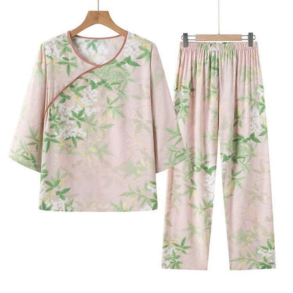 Pyjama-Set mit orientalischem Blumen- und Blättermuster - image 6