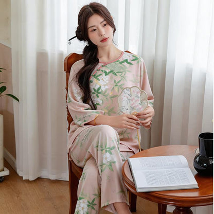 Pyjama-Set mit orientalischem Blumen- und Blättermuster - image 1