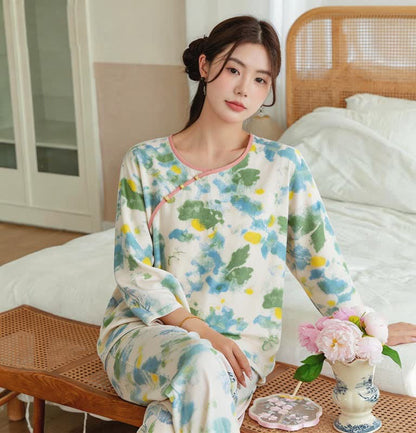 Orientalisches Pyjama-Set mit künstlerischem Aquarell-Design - image 2