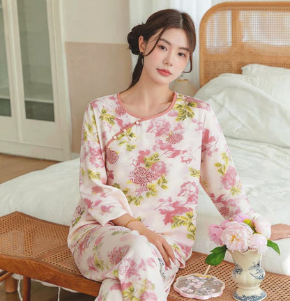 Orientalisches rosa Pyjama-Set mit Blumenmuster - image 3