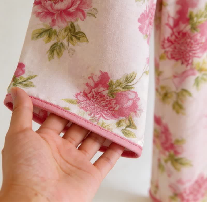Orientalisches rosa Pyjama-Set mit Blumenmuster - image 4