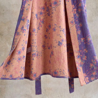 Kurzarm-Baumwollbademantel mit Zweig- und Blumenmuster - image 4