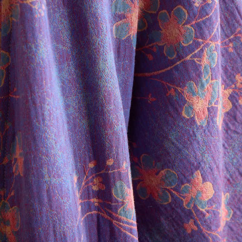 Kurzarm-Baumwollbademantel mit Zweig- und Blumenmuster - image 6