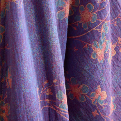 Kurzarm-Baumwollbademantel mit Zweig- und Blumenmuster - image 6