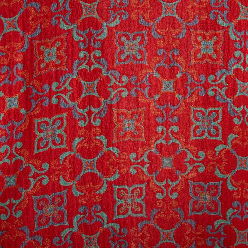 Kurzärmeliger Baumwollbademantel mit Vintage-Muster - image 7