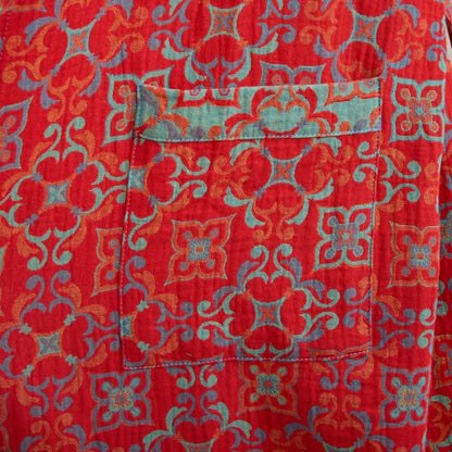 Kurzärmeliger Baumwollbademantel mit Vintage-Muster - image 5