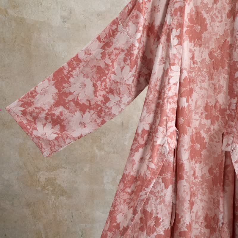 Eleganter Kimono aus Baumwollgaze mit Blumenmuster - image 4