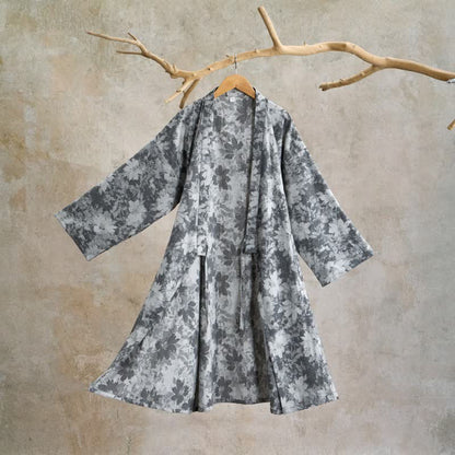 Eleganter Kimono aus Baumwollgaze mit Blumenmuster - Grau - XL - image 17