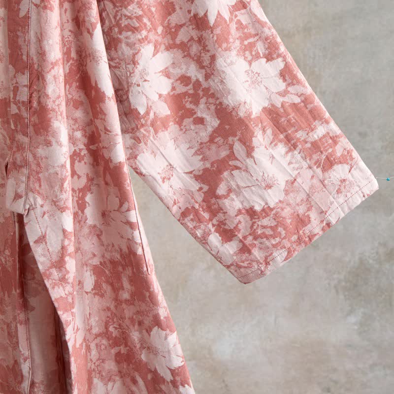 Eleganter Kimono aus Baumwollgaze mit Blumenmuster - image 5
